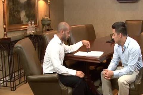 yummy homosexuals take up with the tongue buttholes On The Desk