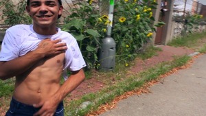 taut guy with dyed hair gets pounded outdoors