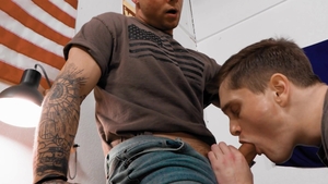 Activeduty - Tattooed wearing uniform jerking big dick