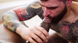 Tattooed hoe loves large darksome penis