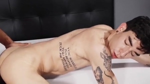 Skinny whore acquires Barebacked. Facial goo flow