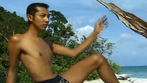 GayAsianNetwork: Beautiful supermodel stroking outdoors