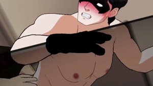 Juice Anime - Muscle superhero goes in for hard nailining